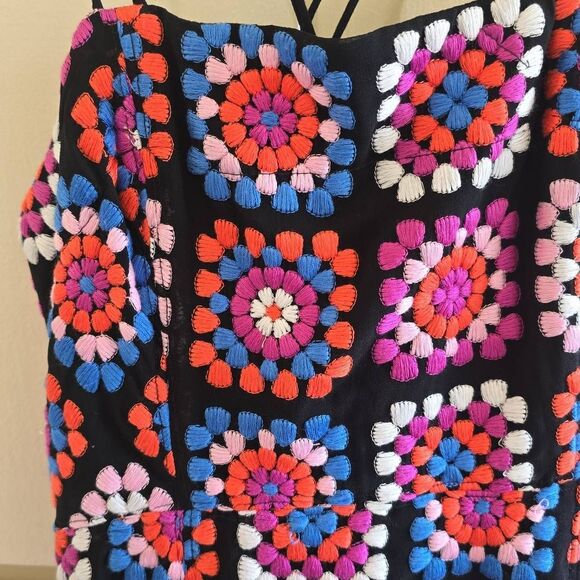Anthropologie Crochet Look Granny Square Blk Prpl/Blu/Pink Dress, NWT, Sz. 0 - Picture 6 of 10